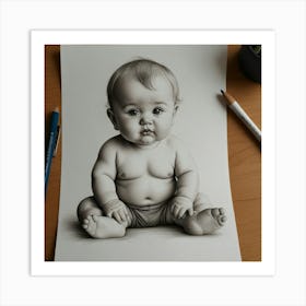 Default Cute Babies Drawings 0 Art Print