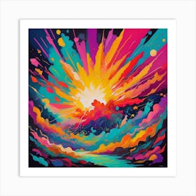 An Abstract Color Explosion 1, that bursts with vibrant hues and creates an uplifting atmosphere. Generated with AI,Art style_Painting,CFG Scale_7.5,Step Scale_50. Art Print