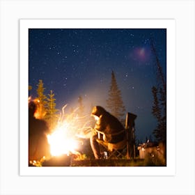 Campfire At Night Art Print