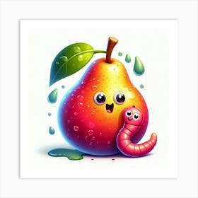 Pear And Worm Art Print