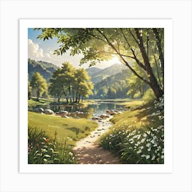 Peaceful Nature Hyper Realistic Hd19 Art Print