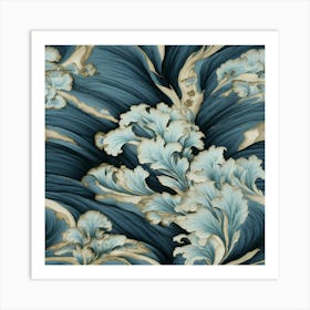 Blue And White Floral Pattern 1 Art Print