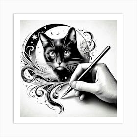 Cat Drawing Art Print