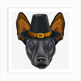 Xoloitzcuintli Wearing Pilgrim Hat Thanksgiving Art Print