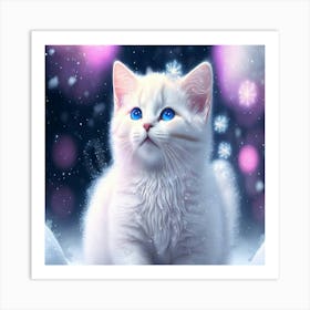 White Kitten With Blue Eyes 1 Art Print