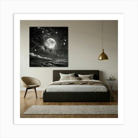 Black And White Moon Art Print