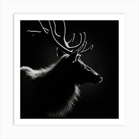 Elk Head Silhouette 2 Art Print