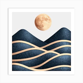 Moon And Waves 5 Art Print