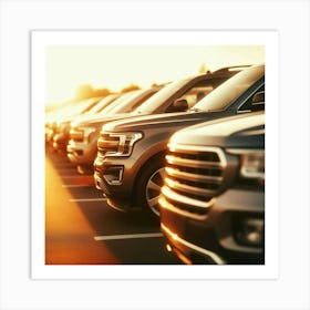 Parked Cars In A Parking Lot 1 Art Print