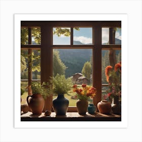 Window Sill With Flowers Art Print