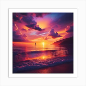 Sunset On The Beach 2 Art Print