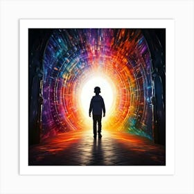 Firefly Whimsical Silhouette Of A Child Emerging Through A Colorful, Ethereal Portal 67555 (2) Art Print