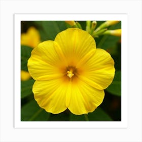 A Vivid Close Up Of A Bright Yellow Trumpet Flower Art Print