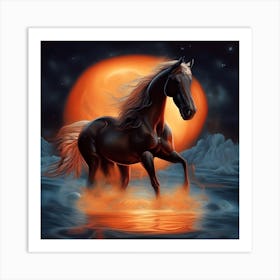 Horse In The Water Art Print