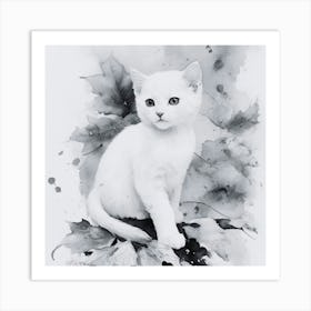 Black and White British Shorthair Kitten Art Print