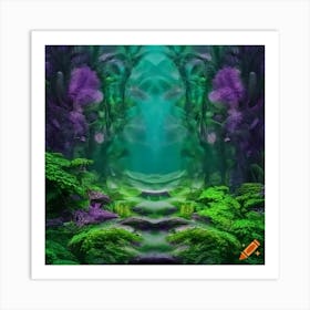 Craiyon 004122 Deep Mauve Trees In Lush Green Mysterious Fairytale Rainforest Art Print