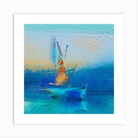 Sailboat.Printed wall painting, high-level art. Art Print