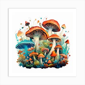 Mushrooms In The Forest 52 Art Print