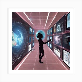 Girl In A Futuristic Space Art Print