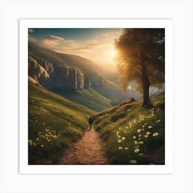 Man Walking In The Mountains Art Print