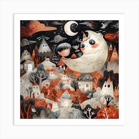 Little Girl On The Moon Art Print