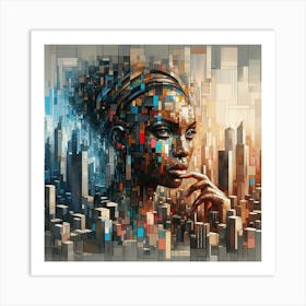 Pixel Girl Canvas Print Art Print