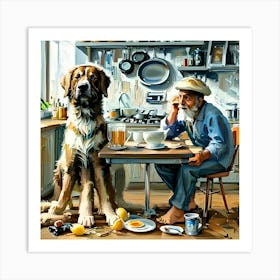 Dog In The Kitchen Art Print