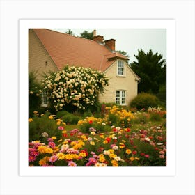 House With Flowers 1 Art Print