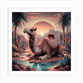 Serenity At The Oasis Majestic Camel In The Desert Art Print