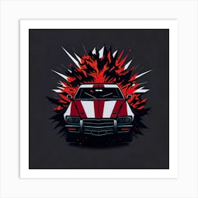 Car Red Artwork Of Graphic Design Flat (20) Art Print