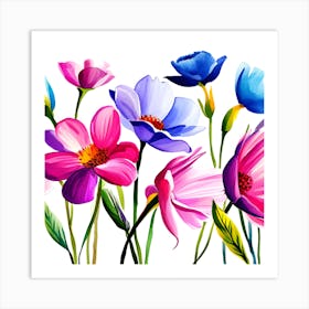 Watercolor Flowers Art Print