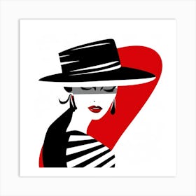 Woman In Hat Art Print