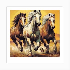 Three Horses Running 1 Art Print