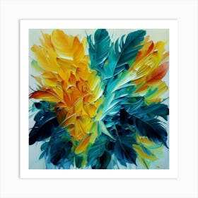 Gorgeous, distinctive yellow, green and blue abstract artwork 19 Art Print