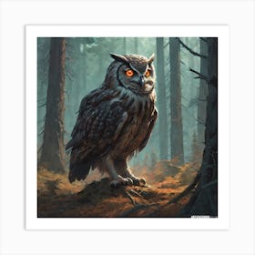 Owl In The Woods 22 Art Print