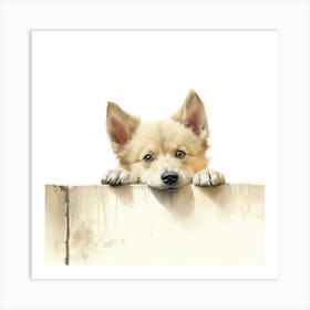 Puppy On A Fence Art Print