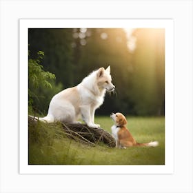 Dog And Puppy Art Print