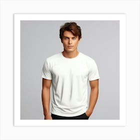 Mock Up Tshirt Blank Plain Cotton Unprinted Simple Minimalist Canvas Customizable Basic (14) Art Print