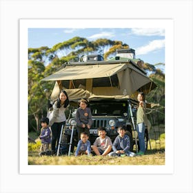 Family Camping In A Tent Art Print