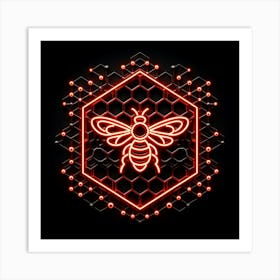 Neon Bee Logo Art Print