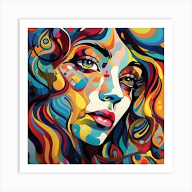 Colorful Woman'S Face 2 Art Print