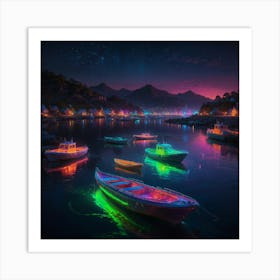 Night In The Harbor Art Print