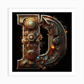 Steampunk Letter D Art Print