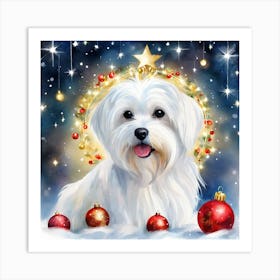 Christmas Maltese Art Print