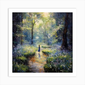 Knitted Harmony: Monet's Riverside Reverie Art Print