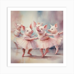 Ballerina Pigs Art Print