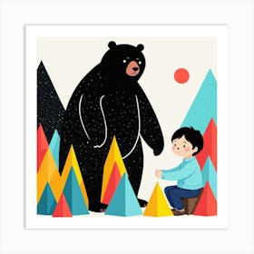 Bear And Boy 8 Art Print