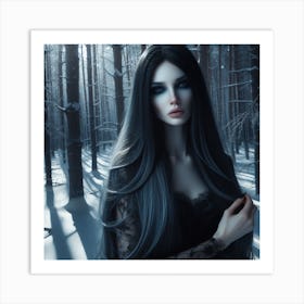 Gothic Girl In The Woods Art Print