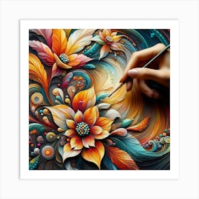 Abstract Flower Painting Art Print