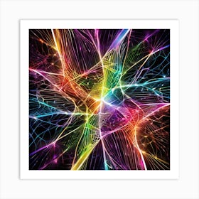 Millions Of Colourful Lines Crossing Each Others And Going All Directions Same Like In Brain Neurons (87) Art Print